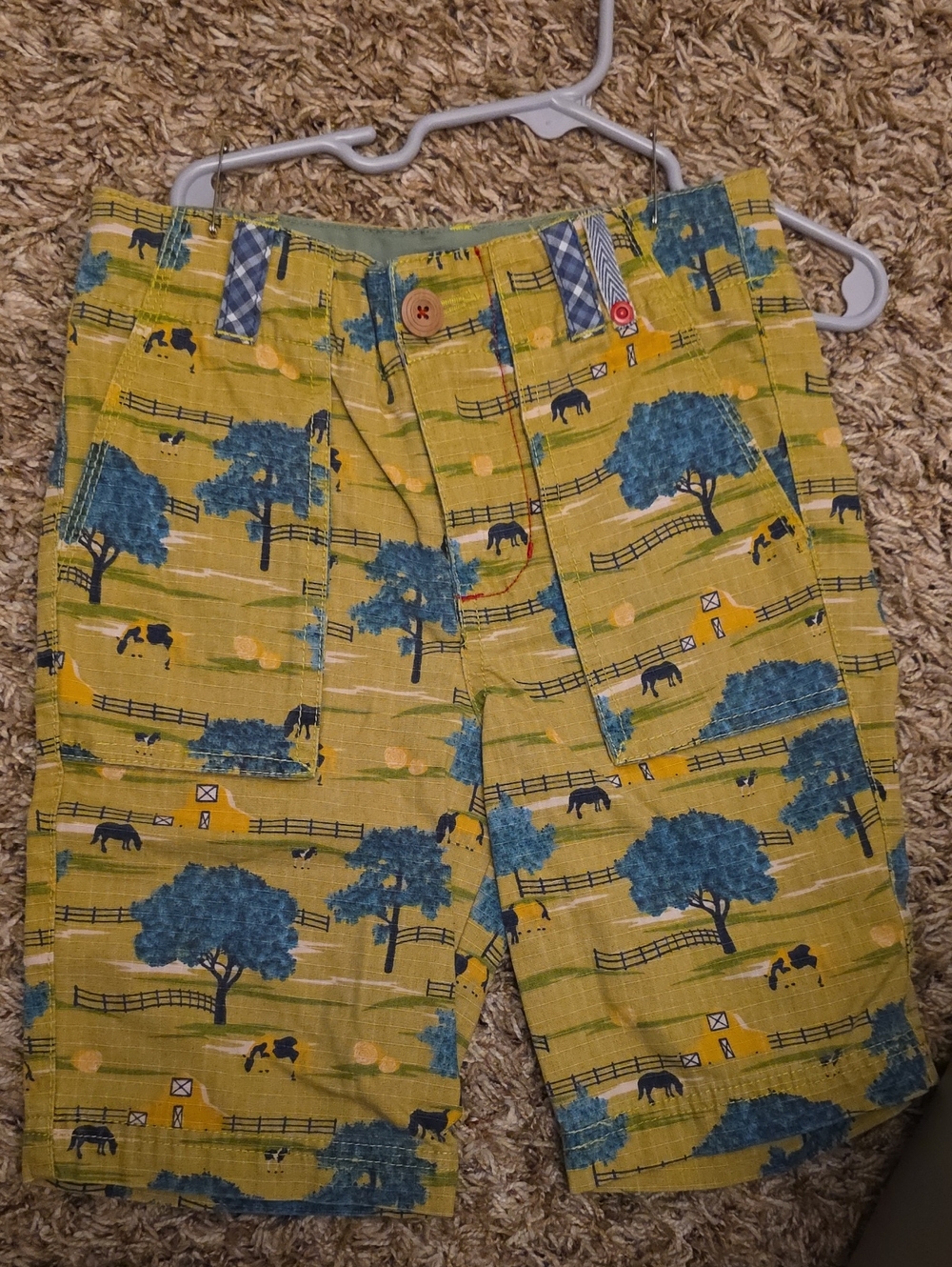 Matilda Jane Boys Yellow Farm-Print Cotton Shorts